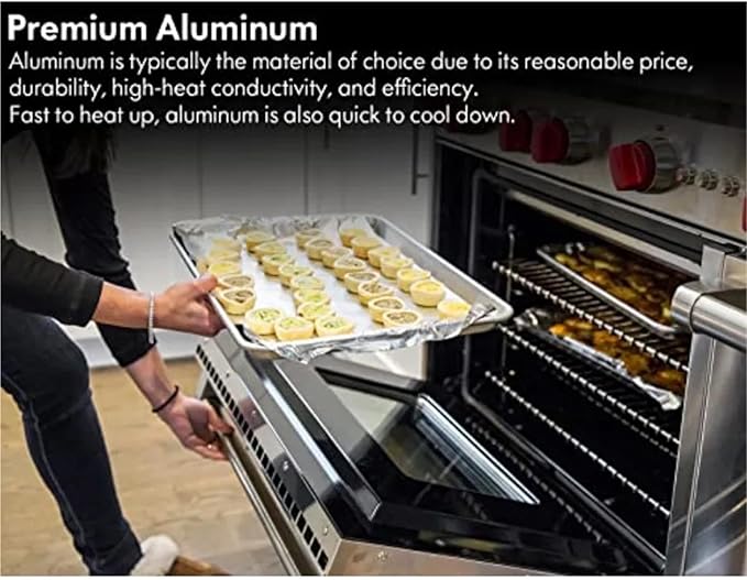 6 Pack Half Size Aluminum Sheet Pan 18x13 Inch Commercial Bakery Cake Bun Baking Tray