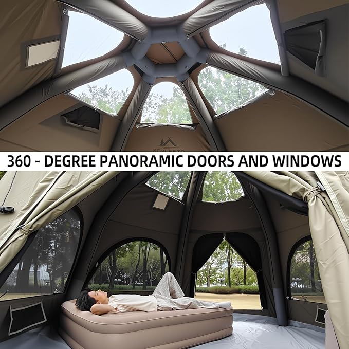 Inflatable Tents for Camping Large Inflatable Camping Tent with Hand Pump Easy Setup Tents for 4-6 People Portable Glamping Tent