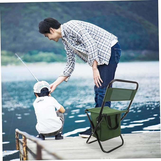 KICHOUSE Portable Folding Chair Back Support Compact Camping Stool for Hiking BBQ Fishing Outdoor
