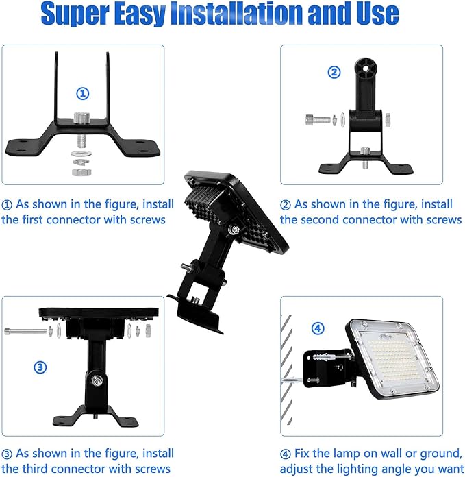 DragonLight LED Flood Light 300W Super Bright LED Stadium Light Outdoor(2500W Equivalent) 45000LM 5000K Daylight IP66 Waterproof 100-277V Commercial Lighting for Stadium Court Parking Lot