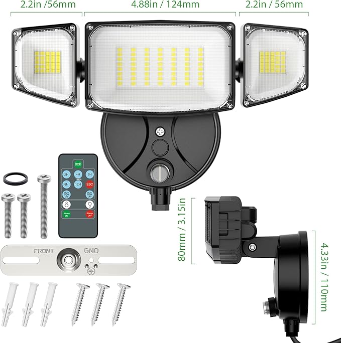 iMaihom 100W Dusk to Dawn Outdoor Lighting 10000LM Plug in Flood Lights with Remote Control 2 Modes IP65 Waterproof Led Exterior Security Light with Photocell 6500K Floodlight for Yard Garage Black