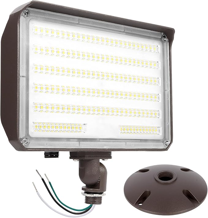 100W LED Flood Light with Knuckle Outdoor Flood Light Dusk to Dawn Photocell 5000K 14000lm AC100-277V Equivalent 1000W ETL Waterproof Wall Mount LED Security Lighting for Yard Entrance