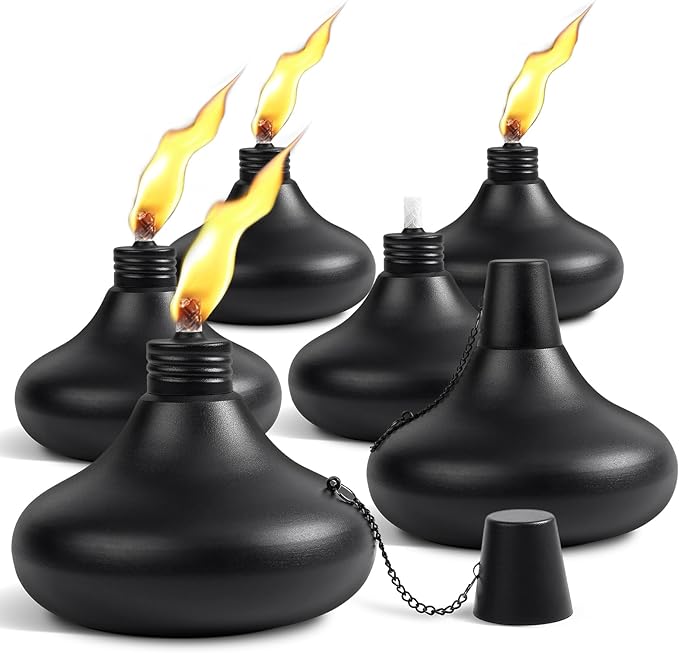 Upgraded Tabletop Torches Set of 6 24.5 oz Citronella Candles for Outdoor Metal Table Top Torches for Outside Refillable Torch Lanterns for Patio Yard Deck Garden Party