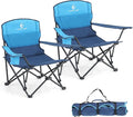 LET'S CAMP 2 Pack Folding Camping Chairs Low Chair Quad Portable with Cup Holder Steel Frame Collapsible 250LBS