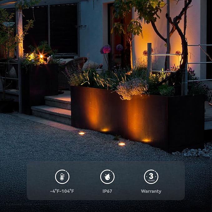 LEONLITE 12-Pack 3W 5CCT Well Lights Landscape LED In Ground 12-24V AC/DC Low Voltage CRI90 IP67 Inground Well Lights Outdoor Black Aluminum Housing Embedded Parts Included