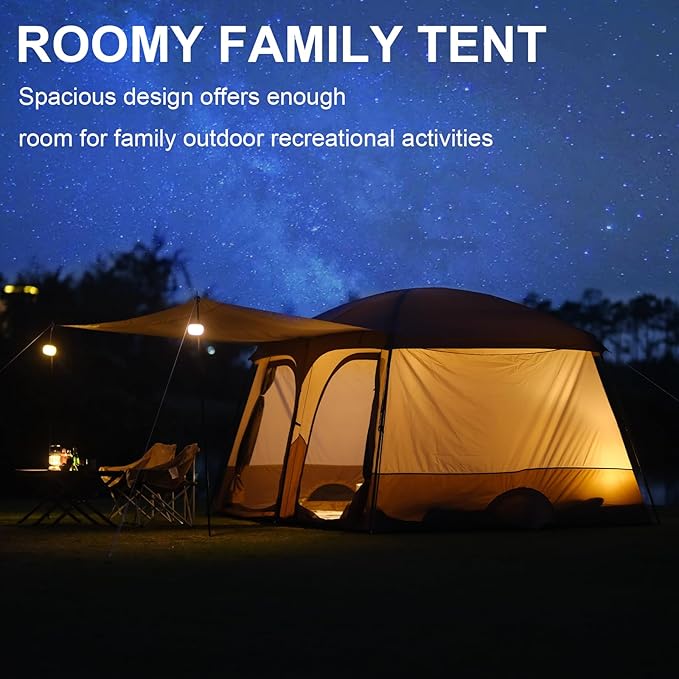 Vidalido Tents6-8 Person Camping Tent with Extended Vestibule2 Room Weather Resistant Family TentsEasy Install Waterproof Outdoor Tent for Backpacking and Camping Hiking