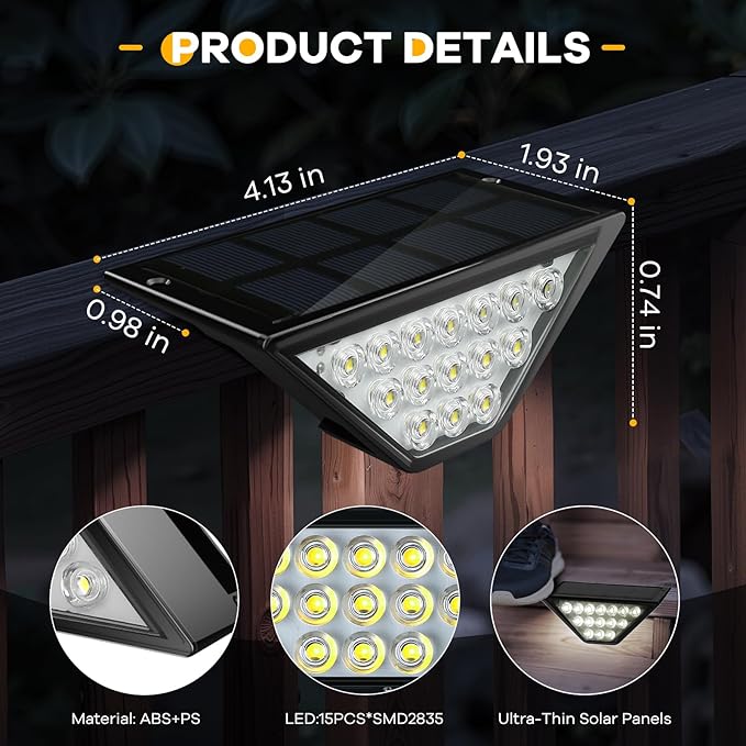 Solar Step Lights for Outside Solar Stair Lights Outdoor Waterproof Deck Step Lights for Fence Patio Yard Porch Front Door Sidewalk Garden Patio Decor (10 Cool White)
