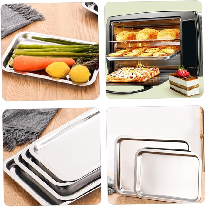 Ciieeo 4pcs Stainless Steel Plates for Boys and Girls Boy Girl Dinner Dish Suction Plate for Mealtime Easy to