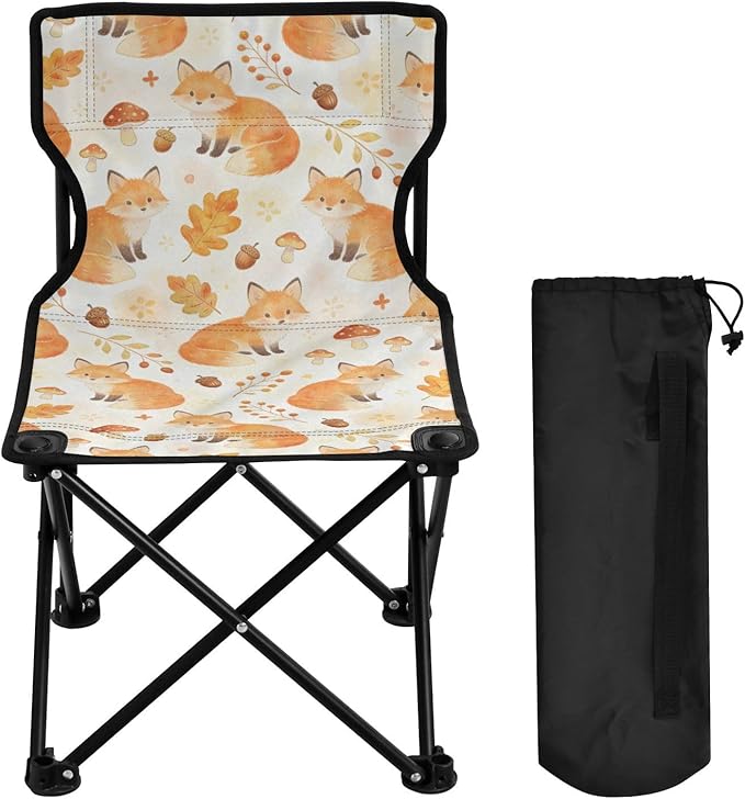 Foldable Camp Chairs for Adults Fox Watercolor Beach Chair Backpack Lightweight Backpacking Includes Carry Bag Fishing