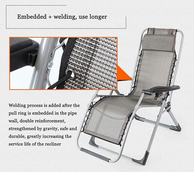 Deck Chair FoldingFoldichair Campichair Garden Chairs Portable Breathable Sun Lounger for Garden Beach Pool/Khaki