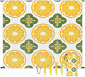 Waterproof Sandproof Beach Blanket 59''×68'' Citrus Slices Polyester Outdoor Picnic Blanket with 4 Stakes &amp Storage Bag for BeachCampingVacation White