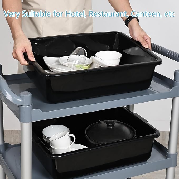 25 L Commercial Bus Boxes 4-Pack Plastic Dish Bus Tub Black