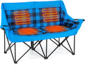 LILYPELLE Heated Double Camping Chair for 2 Person Oversized Padded Folding Loveseat with 3-Levels Heating Portable Camping Couch with Cup Holders &amp Side Pockets Heavy Duty Supports 500lbs