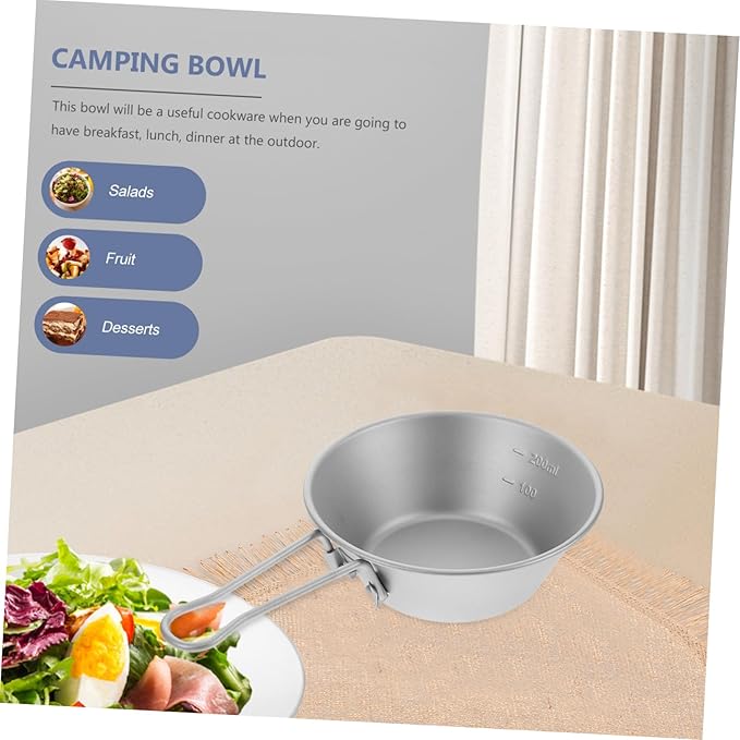 Unomor Portable Camping Bowl Titanium Outdoor Titanium Camping Bowl Camp Dishes for Hiking Picnic and Outdoor Dining