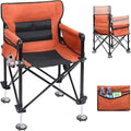 Heavy Duty Folding Fishing Chair 220LBS Load Capacity Portable Compact Camping Chair with 2 Detachable Rod Holders Adjustable Legs Storage Bags &amp Non-Slip Feet for Outdoor Fishing Beach
