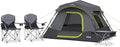 CORE 4 Person Instant Cabin Tent Camping Set | Includes 1 Pop Up Tent with 60 Second Setup 1 Outdoor Table &amp 2 Camp Chairs | Perfect for Family Car Camping with Included Carry Bag