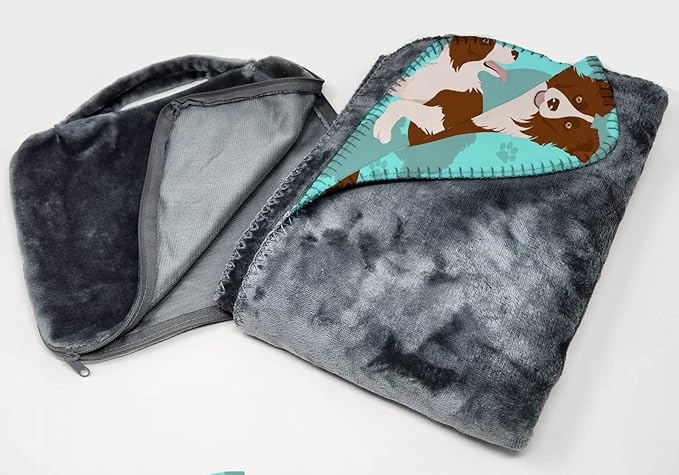 Caroline's Treasures MLM1063TBLT Red Border Collie Soft Travel Blanket with Bag Airplane Blanket Indoor Outdoor Camping Blanket for Traveling Picnics Beach Trips Concerts