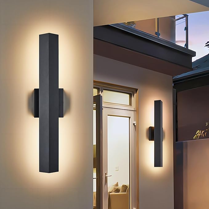 Modern Minimalist Outdoor Waterproof LED Wall Sconce with Built-in 20W LED Warm White Light Source Fully Sealed V-Shaped Aluminum Cover Can Be Mounted Outdoors or Indoors at Any Angle.