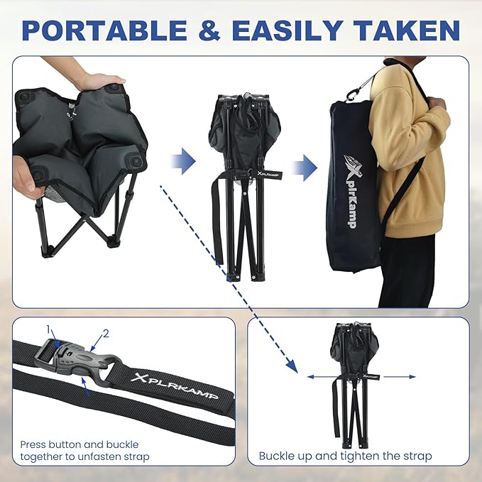 Padded Camping Stool 18 Inch Oversized Camping Foot Rest 500lb Camping Chairs Outdoor Footstool Portable Camping Ottoman for Camping Gardening Fishing w/Storage Net Carry Bag (2 Darkgreen)