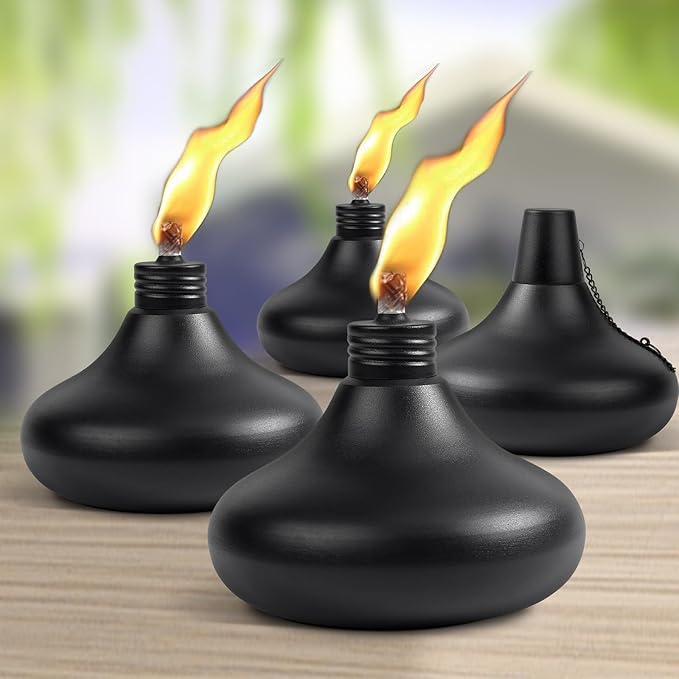 Upgraded Tabletop Torches Set of 4 24.5 oz Citronella Candles for Outdoor Metal Table Top Torches for Outside Refillable Torch Lanterns for Patio Yard Deck Garden Party