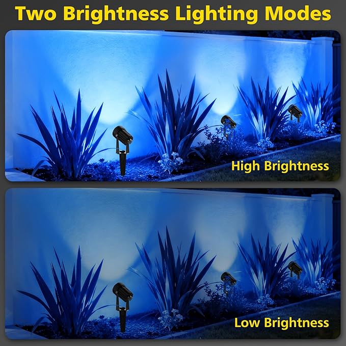 T-SUN Blue Solar Spotlights 2-in-1 Outdoor Waterproof Solar Landscape Spotlights for Garden Yard Paito Festival Decor(Blue)