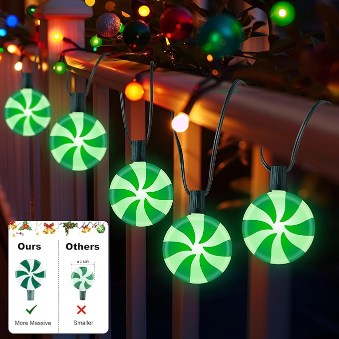 Ultimate Unicorn Christmas Lollipop Pathway Lights for Christmas Decoration 10 LED Christmas Peppermint String Lights Green Lollipop Pathway Lights with Stakes for Garden Christmas Decor