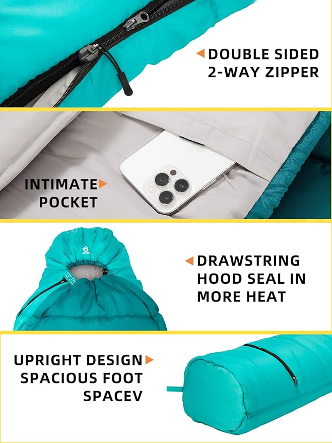 Bessport Mummy Sleeping Bag | 15-45 ℉ Extreme 3-4 Season Sleeping Bag for Adults Cold Weather– Warm and Washable for Hiking Traveling &amp Outdoor Activities