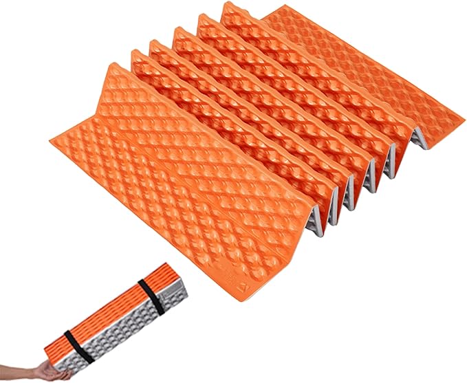 R2.6 3-Season Foam Sleeping Pad 1inch Thickened Ultralight Closed Cell Camping Mattress with Bandage Waterproof Thermal Folding Sleeping Pad Suitable for Backpacking Camping