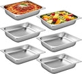6 Pack Hotel Pans Half Size 1/2 Size 2.5 Inch Deep Stainless Steel Steam Table Pan Catering Food Storage Metal Pan Metal Food Pans for Home Party Hotel Buffet Restaurant