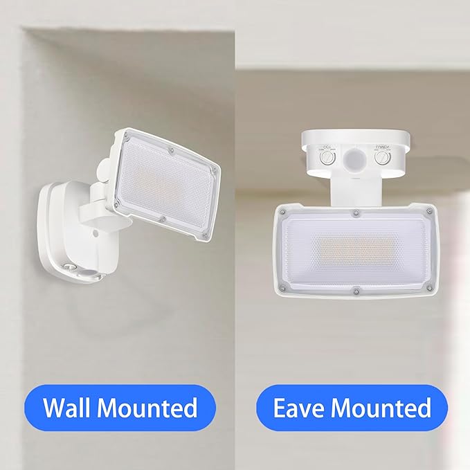 26W Flood Lights Outdoor Integrated LED Security Light Fixture with 1 Adjustable Head Adjustable Brightness and Color Dusk to Dawn Exterior LED Outdoor Light for Garage Yard Porch 2-Pack (White)
