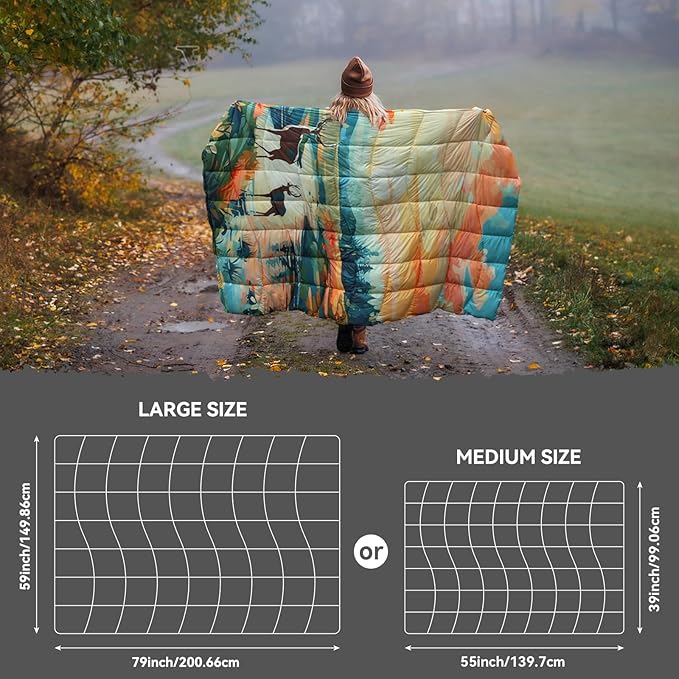 Camping Blanket Puffy Blankets Lightweight Windproof Resistant for OutdoorsHiking BackpackingCarPicnicStadium