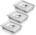 WantJoin Steam Table Hotel Pans with Lid 1/2 Half Size 2.5 Inch Deep 3 Pack Thickened Stainless Steel Metal Tray Set Food Storage Container Restaurant Chafing Dishes Commercial Buffet Warmer