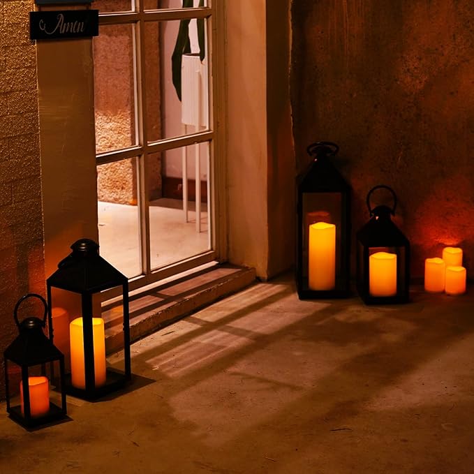 Homemory 4x10 Large Solar Candles Outdoor Waterproof Dusk to Dawn Solar Powered Flameless Candles for Outdoor Lanterns Set of 4