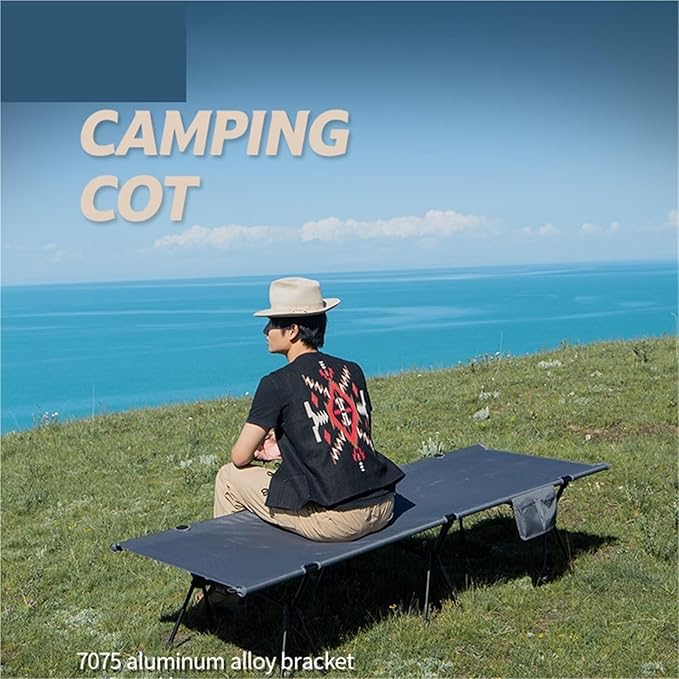 Folding Camping Cot Camping Mat Bed Foldable Sturdy Tent Cot Office Single Folding Bed Travel Portable Hiking(Black)