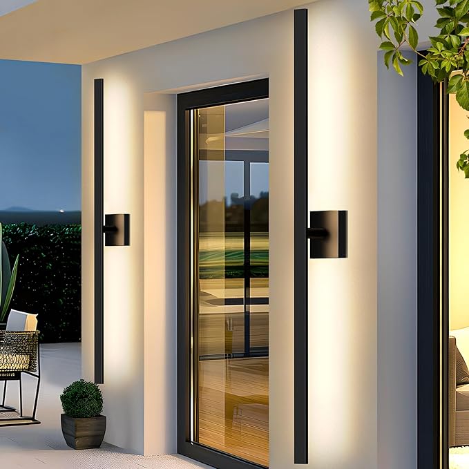 BesLowe 2-Pack 46.88inch Long Outdoor Wall Lights Modern LED Exterior Lighting Fixtures Wall Mount Waterproof Porch Lights Outdoor Wall Sconces Black Outside Lights for House Front Door Garage