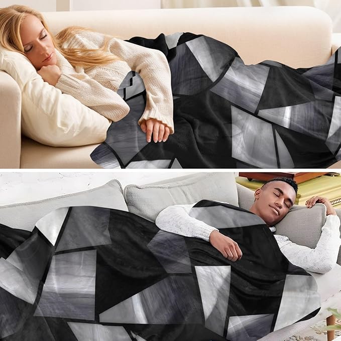 Cute Blanket Stained Glass Gray Black Classical Teen Throw Blanket 50'' x 70''
