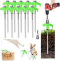 12 Pack 8 Screw in Tent Stakes Heavy Duty- Ground Anchors Screw- Tent Pegs Camping Stakes- Hex Pegs Drillable Tent Stakes and Hexagon Head Drive and Storage Box(Green)