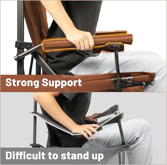 TIMBER RIDGE Oversized Folding Camping Chair High Back Heavy Duty for Adults Support up to 500lbs with Cup Holder Side Pocket Cooler Bag