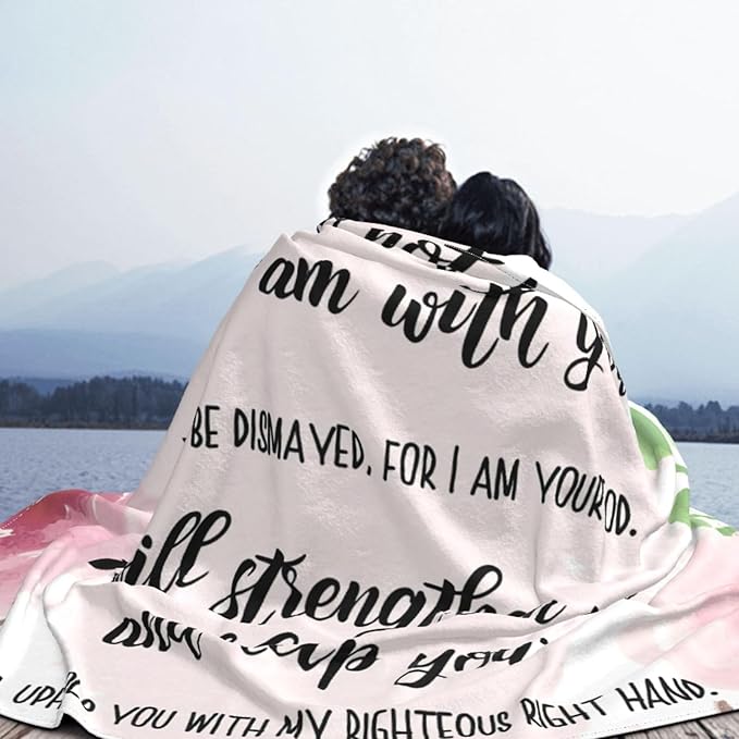 80X60 Isaiah 41：10 Lightweight Flannel Blanket - Soft and Breathable Polyester Suitable for Travel Camping and Home Decoration