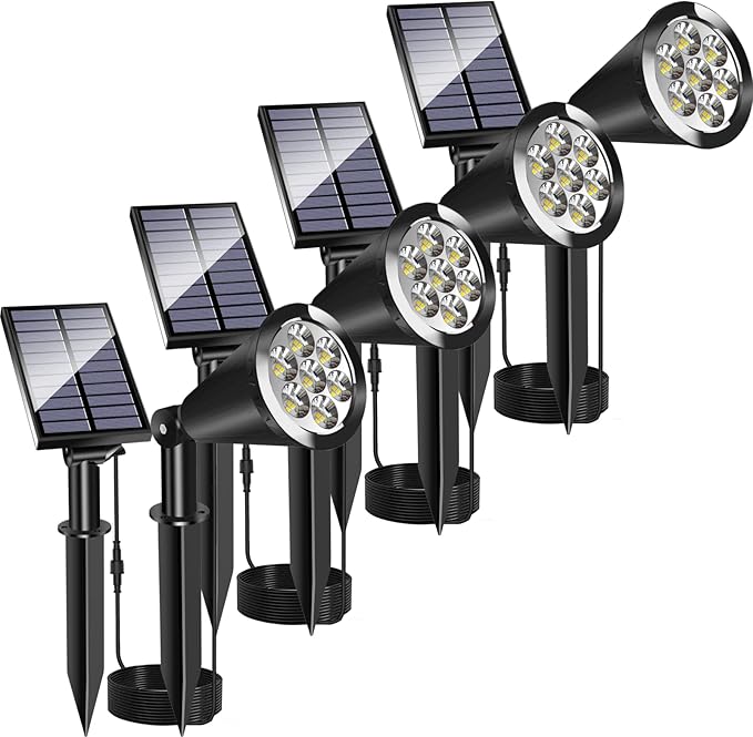 MEIHONG Solar Spot Light Outdoor Waterproof LED Landscape Lights Dusk to Dawn 2-in-1 Solar Spotlight Solar Powered Accent Lights for Garden Porch Walkway Patio (4 Pack)