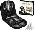 Camping Mess Kits with Portable Case Stainless Steel Outdoor Picnic Dinnerware Set with Plate Spoon Fork Knife Cloth Napkins