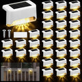 Geelin 32 Pcs Solar Deck Lights Outdoor Waterproof LED Solar Step Fence Lights for Stairs Step Railing Patio Driveway Garden Pathway and Yard(White Shell Warm White Light)