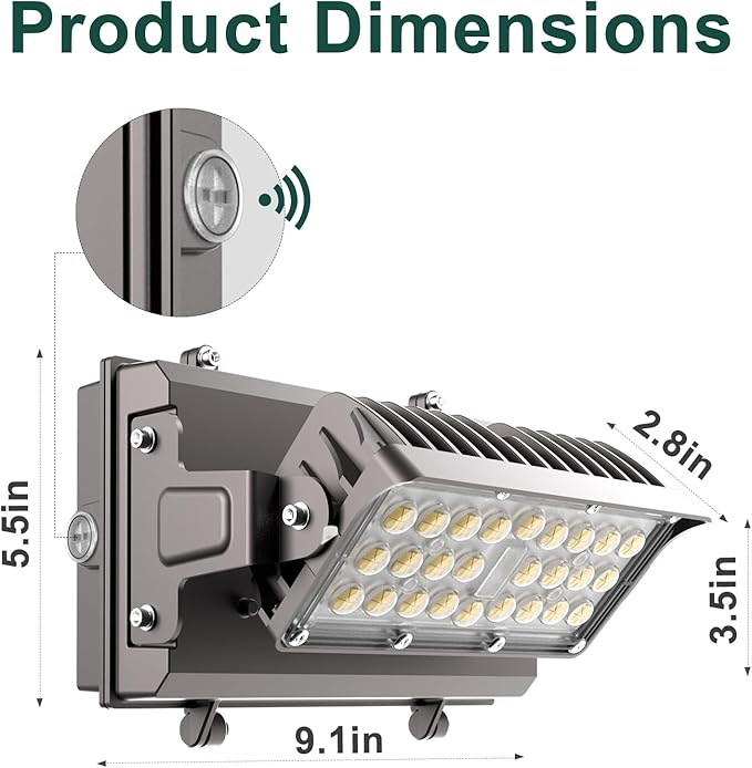 4Pack 120W LED Wall Pack Lights 360° Adjustable Panel with Dusk to Dawn Photocell 18000Lm 5000K Daylight IP65 Waterproof &amp Advanced Heat Dissipation Outdoor Security Lighting