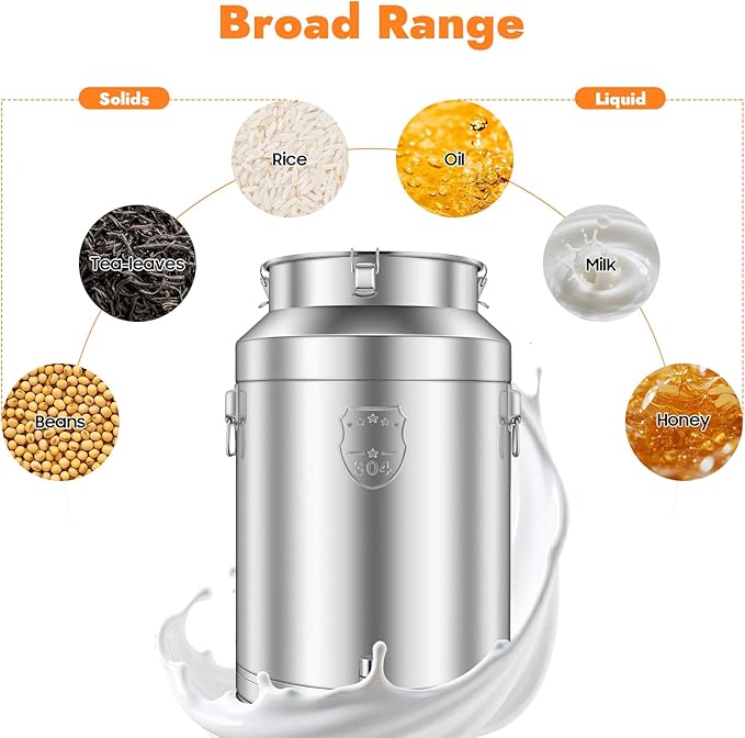 Stainless Steel Milk Can 76L/20.1Gal Metal Drink Dispenser Airtight Canister with Faucet &amp Lid Wine Oil Beverage Storage Container for Kitchen Restaurant Party W15.8*H25.2in
