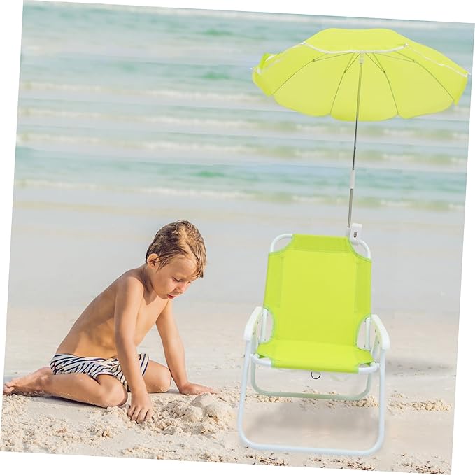 VANZACK 1set Boys and Girls Outdoor Umbrella Chair Ergonomic Beach Stool Sun Block and Tear-Resistant for Camping and Outdoor Activities Green