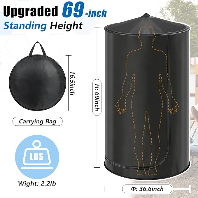 Pop Up Privacy Tent for Car 69in Portable Camping Shower Tent with Liftgate Suction Pod and Hanging Straps 210D Silver Coating Outdoor Instant Bathroom Toilet Tents with Carry Bag