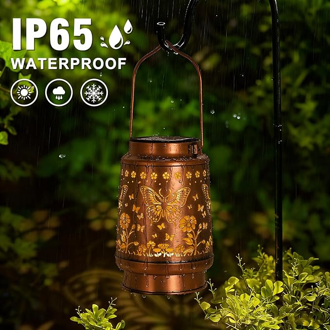 Butterfly Solar Lanterns Outdoor Waterproof Mother Day Gifts Birthday Gifts for Women Mom Grandma Butterflies Solar Lights for Yard Patio Porch Garden Decor