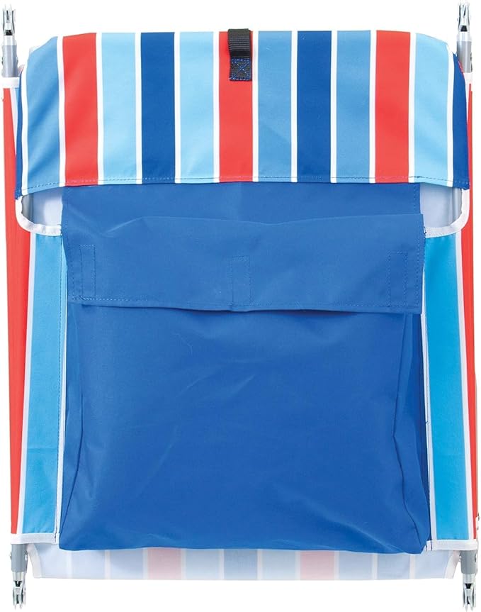 Rio Beach Portable Lay Flat Folding Backpack Beach Lounge Chair with Backpack Straps and Storage Pouch Blue and Red