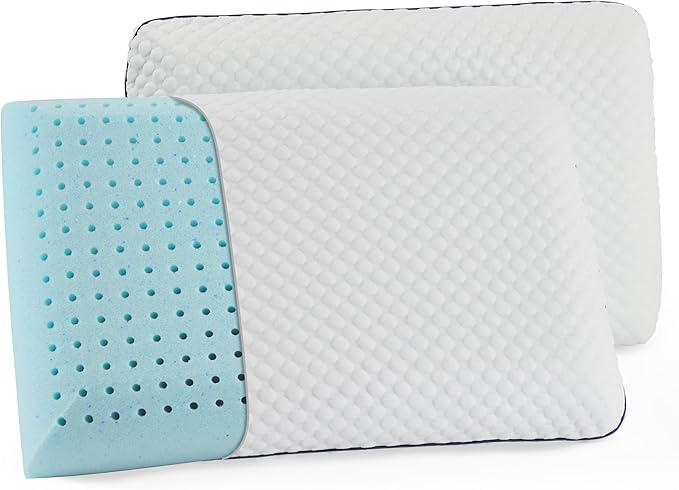 WEEKENDER Gel Memory Foam Pillow - Queen Size - 2-Pack - Medium Firm Feel - Neck &amp Shoulder Support - For Back &amp Side Sleepers - Home Hotel &amp Hospital Essentials