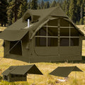 Inflatable Tents with Hand Pump Hot Tent with Stove Jack Easy Blow Up Glamping Tent with Mesh Windows 4-6 Person Instant Family Camping Tents Waterproof for 4 Seasons